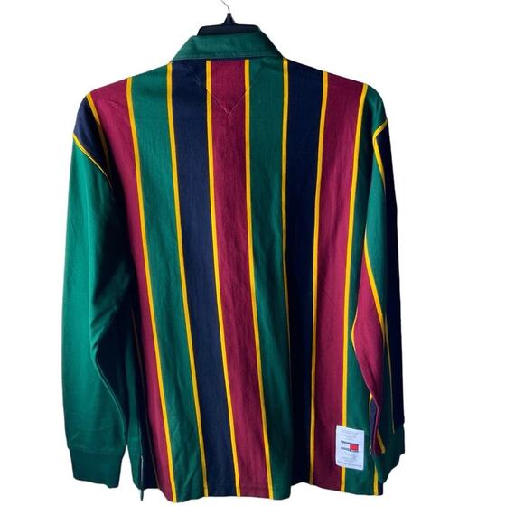 Tommy Hilfiger Rugby Polo Shirt Men Small Embroidered Logo Striped Multicolor - Picture 2 of 12